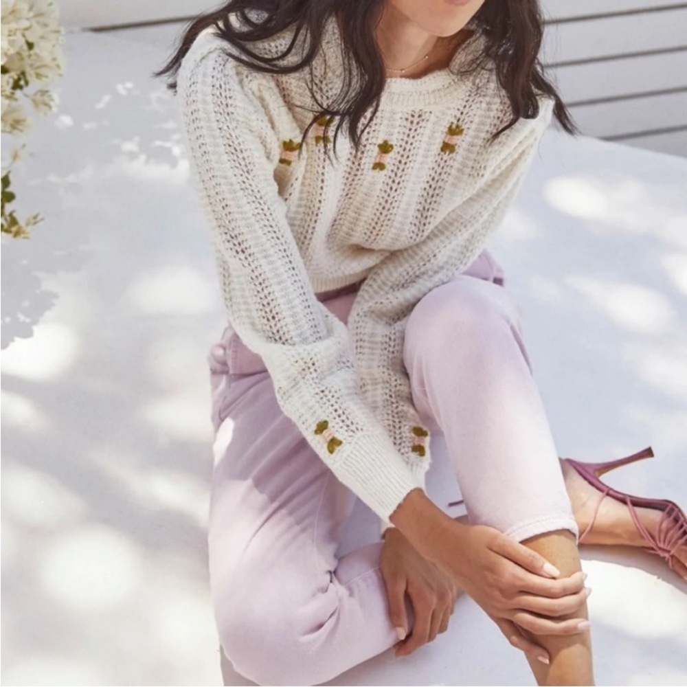 ASTR the Label Pointelle Rosette Sweater